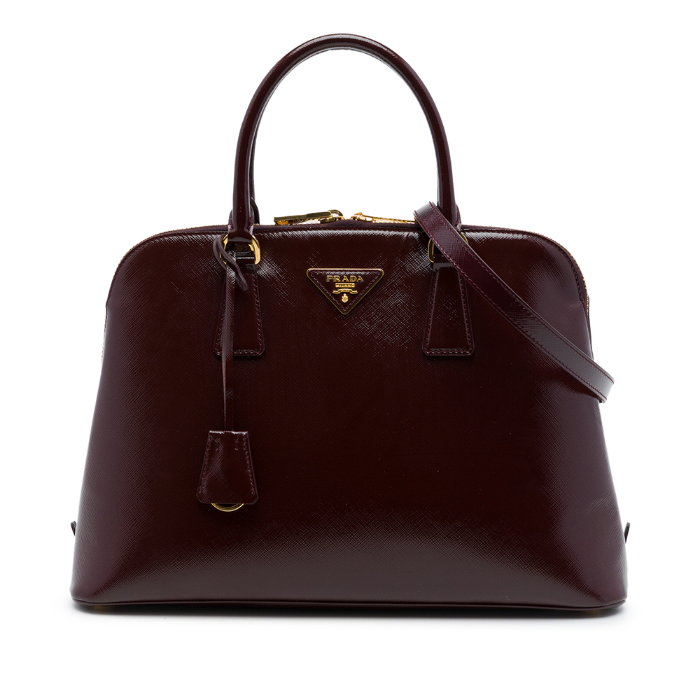Pre-Loved Prada Large Saffiano Vernice Promenade Satchel